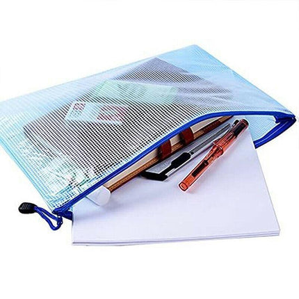 16x Mesh Zipper Pouch Document Bag Zip File Folders Organizer For A4 Size Travel - Aimall
