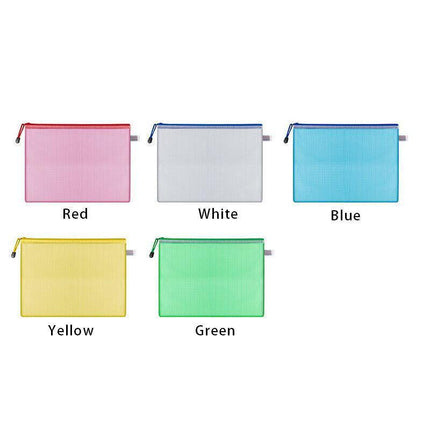 16x Mesh Zipper Pouch Document Bag Zip File Folders Organizer For A4 Size Travel - Aimall