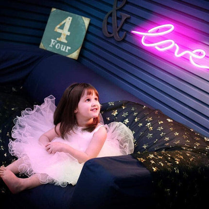 LED Neon Sign Lamp USB/Battery Power Home Wedding Decor Love Rainbow Night Light - Aimall