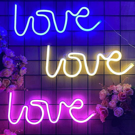 LED Neon Sign Lamp USB/Battery Power Home Wedding Decor Love Rainbow Night Light - Aimall