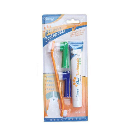 1PC Pet Dog Cleaning Toothpaste+Toothbrush+ Back Up Brush Set Vanilla Flavour AU - Aimall