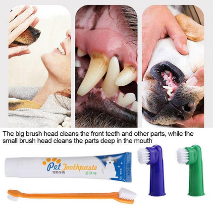 1PC Pet Dog Cleaning Toothpaste+Toothbrush+ Back Up Brush Set Vanilla Flavour AU - Aimall