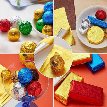 100PCS Tin Foil Aluminium Wrapping Square Chocolate Wrappers 10CM 15CM 20CM AU - Aimall