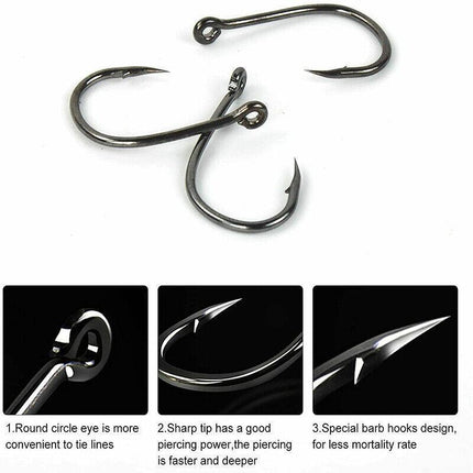 100x Chemically Sharpened Octopus Fishing Hook, Fishing Tackle 3- 12# Small Size - Aimall