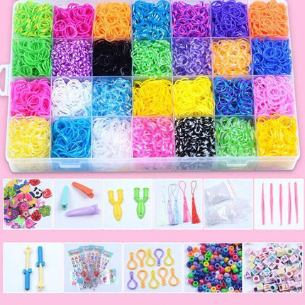 10000Pcs Large Rainbow Loom Band Case Kit Bands Board Hooks S Clips Beads Charms Aimall