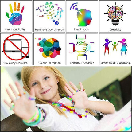 10000Pcs Large Rainbow Loom Band Case Kit Bands Board Hooks S Clips Beads Charms Aimall