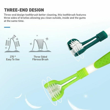 Dog Toothbrush Multi-angle Three Sided Pet Cat Mouth Oral Care Teeth Cleaning AU - Aimall