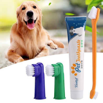 1PC Pet Dog Cleaning Toothpaste+Toothbrush+ Back Up Brush Set Vanilla Flavour AU - Aimall