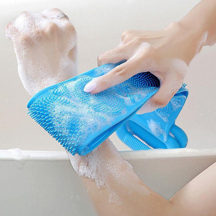 Silicone Back Scrubber Soft Loofa Bath Strap Scrub Belt Body Exfoliating Massage - Aimall