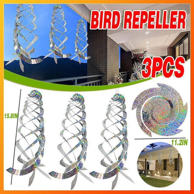 Reflective Bird Deterrent Spinner in Garden
