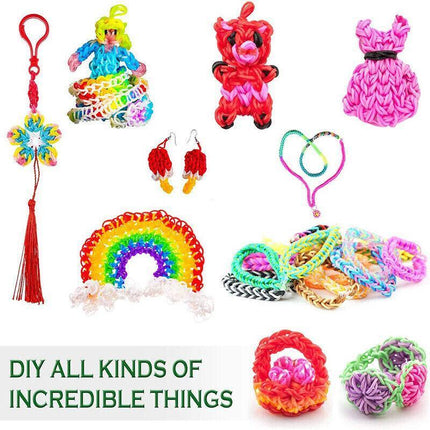 10000Pcs Large Rainbow Loom Band Case Kit Bands Board Hooks S Clips Beads Charms Aimall
