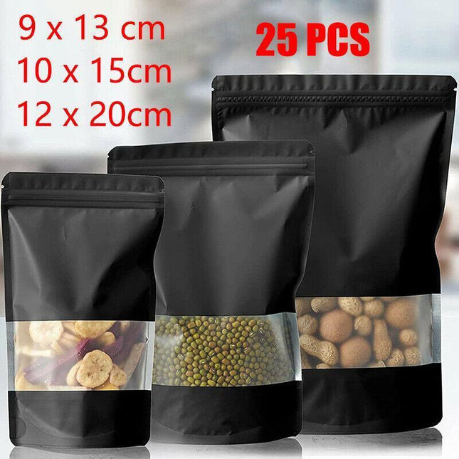 Window Black Matt Stand up Pouches Mylar Foil Bag Heat Seal Food Zipper Bag AU - Aimall
