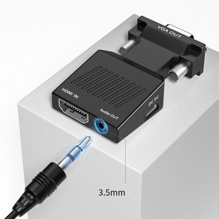 HDMI to VGA Male Video Adapter Female Cable Converter with Audio HD 1080P AU - Aimall