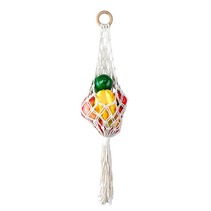 Macrame Hanging Fruit Basket Home Decor Vegetable Storage Net Bag Bohemian Style - Aimall