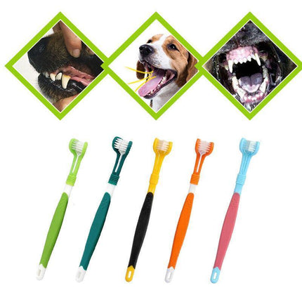 Dog Toothbrush Multi-angle Three Sided Pet Cat Mouth Oral Care Teeth Cleaning AU - Aimall
