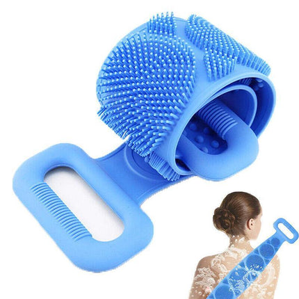 Silicone Back Scrubber Soft Loofa Bath Strap Scrub Belt Body Exfoliating Massage - Aimall