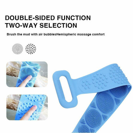 Silicone Back Scrubber Soft Loofa Bath Strap Scrub Belt Body Exfoliating Massage - Aimall