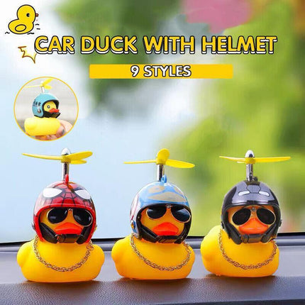 Rubber Duck Toy Car Ornaments Yellow Duck Dashboard Decorations With Helmet Jl Aimall