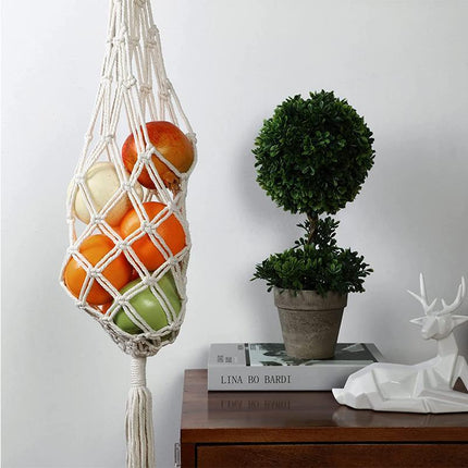 Macrame Hanging Fruit Basket Home Decor Vegetable Storage Net Bag Bohemian Style - Aimall