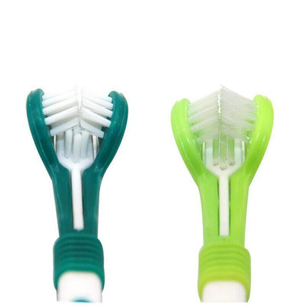 Dog Toothbrush Multi-angle Three Sided Pet Cat Mouth Oral Care Teeth Cleaning AU - Aimall