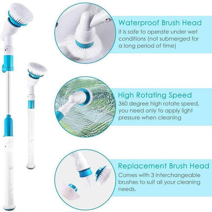 Electric Cordless Chargeable Spin Scrubber Turbo Scrub Cleaning Brush Bathroom - Aimall