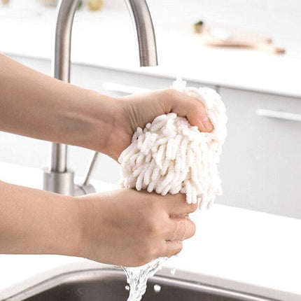 2X Absorbent Hand Towel Chenille Hanging Washcloth Handball Kitchen Bathroom AU - Aimall