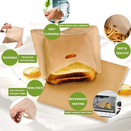 10-50PCS Reusable Toaster Bag Gluten Free Bread Bag Sandwich Toasting Brown Bags - Aimall