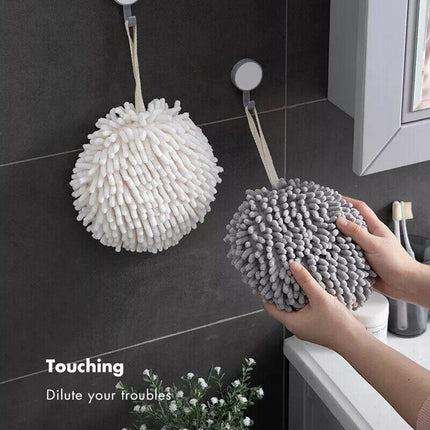 2X Absorbent Hand Towel Chenille Hanging Washcloth Handball Kitchen Bathroom AU - Aimall