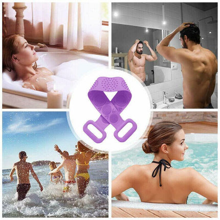Silicone Back Scrubber Soft Loofa Bath Strap Scrub Belt Body Exfoliating Massage - Aimall