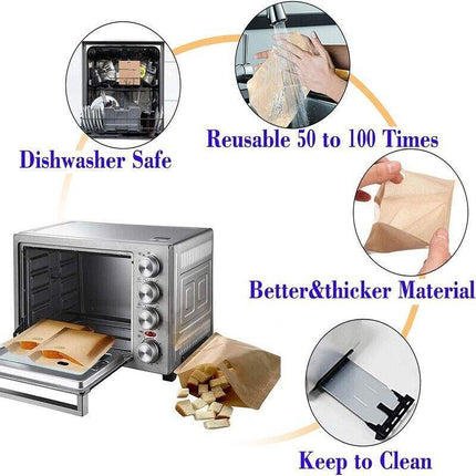 10-50PCS Reusable Toaster Bag Gluten Free Bread Bag Sandwich Toasting Brown Bags - Aimall