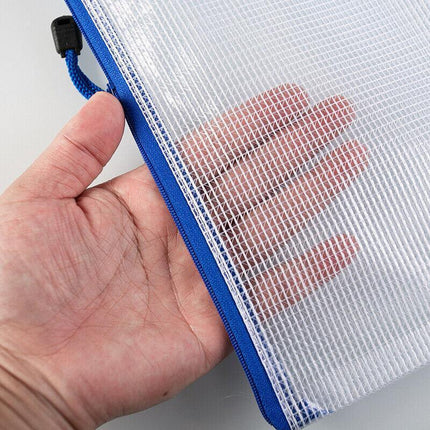 16x Mesh Zipper Pouch Document Bag Zip File Folders Organizer For A4 Size Travel - Aimall