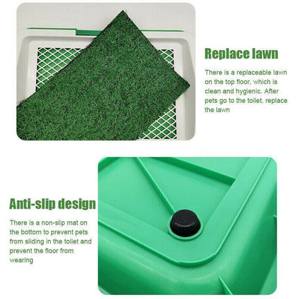 Indoor Dog Pet Potty Training Portable Toilet Loo Pad Tray Grass Mat AU Stock - Aimall