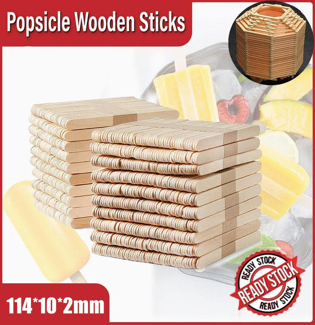 Eco Natural WOODEN CRAFT STICKS PADDLE POP POPSICLE Coffee Stirrers Ice CreamAU - Aimall