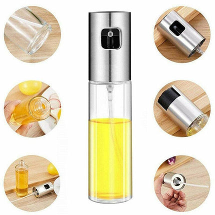 2x Oil Sprayer Olive Bottle for Cooking Dispenser Steam Food-Grade Glass Bottles - Aimall