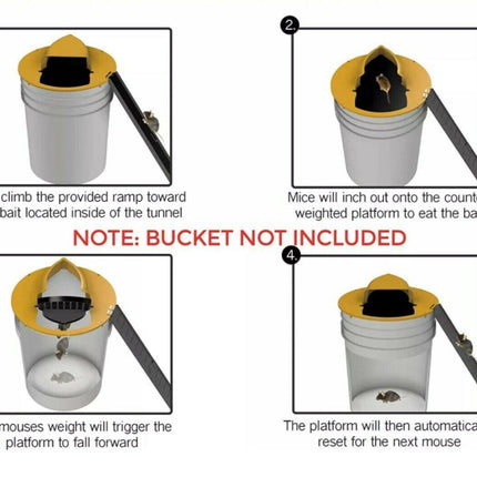 Mouse Trap Flip N Slide Bucket Lid Mouse Rat Trap With Ladder Mousetrap Catcher - Aimall