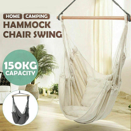 Portable Hanging Hammock Chair Swing Garden Outdoor Camping Soft AU NEW - Aimall
