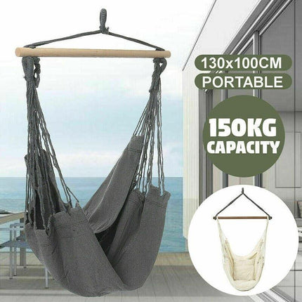 Portable Hanging Hammock Chair Swing Garden Outdoor Camping Soft AU NEW - Aimall