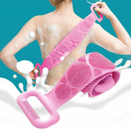 Silicone Back Scrubber Soft Loofa Bath Strap Scrub Belt Body Exfoliating Massage - Aimall