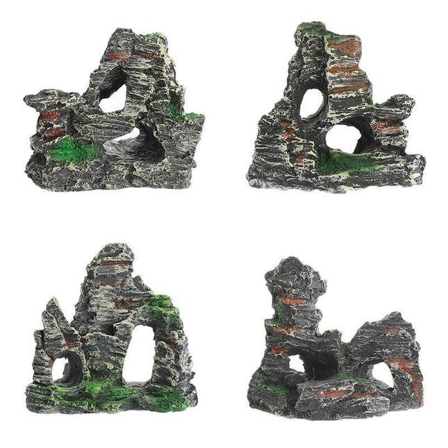 Aquarium Rockery Landscaping Cave Mountain View Decoration Ornament Fish Tank - Aimall