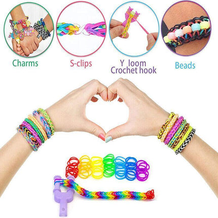 10000Pcs Large Rainbow Loom Band Case Kit Bands Board Hooks S Clips Beads Charms Aimall