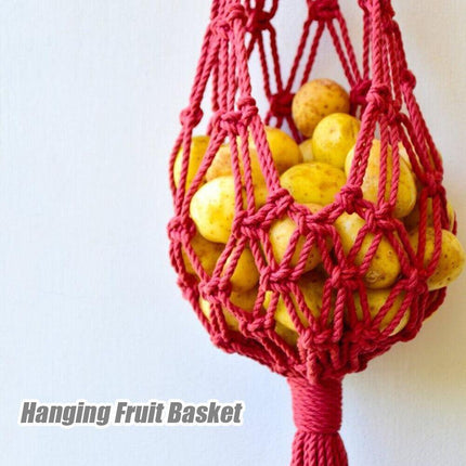 Macrame Hanging Fruit Basket Home Decor Vegetable Storage Net Bag Bohemian Style - Aimall