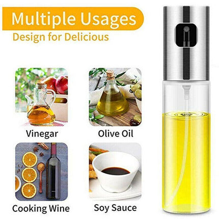 2x Oil Sprayer Olive Bottle for Cooking Dispenser Steam Food-Grade Glass Bottles - Aimall