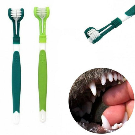 Dog Toothbrush Multi-angle Three Sided Pet Cat Mouth Oral Care Teeth Cleaning AU - Aimall
