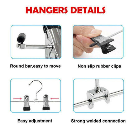 Metal Clip Hangers Trouser Skirt Coat Pants Bulk Clothes Clothing Coathangers AU - Aimall