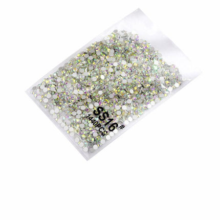 1440PCS Glitter Rhinestones Crystal Flat Clear Bottom Glass Nail Art Nail Drill - Aimall