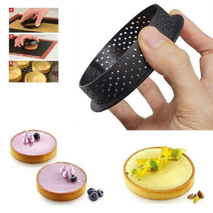 8X Cake Mold Perforated Cutter Round-Shape Mousse Circle Ring Tart Decor Baking - Aimall