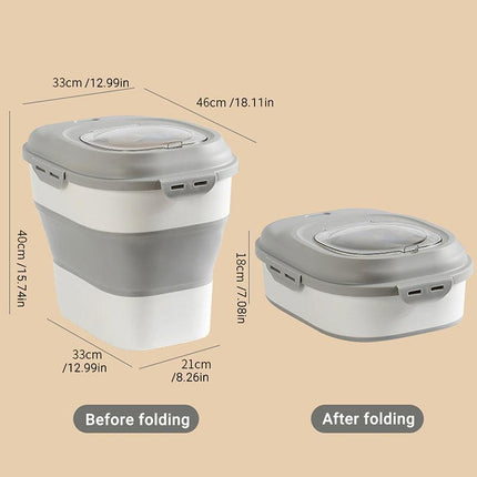 Folding Rice Flour Grain Bucket Moisture Insect Proof Large Storage Pet Dog - Aimall