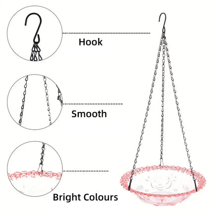 Balcony Bird Feeder Hanging Rail Mount Outdoor Suspended Feeding Station Garden