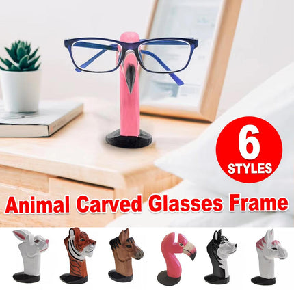 Wooden Animal Eyeglasses Holder Desktop Glasses Stand Eye Rest Ornament for Home