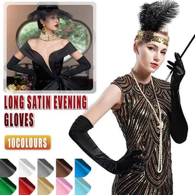 Ladies Long Satin Gloves Opera Costume Bridal Party Prom Wedding Womens Glove Au - Aimall